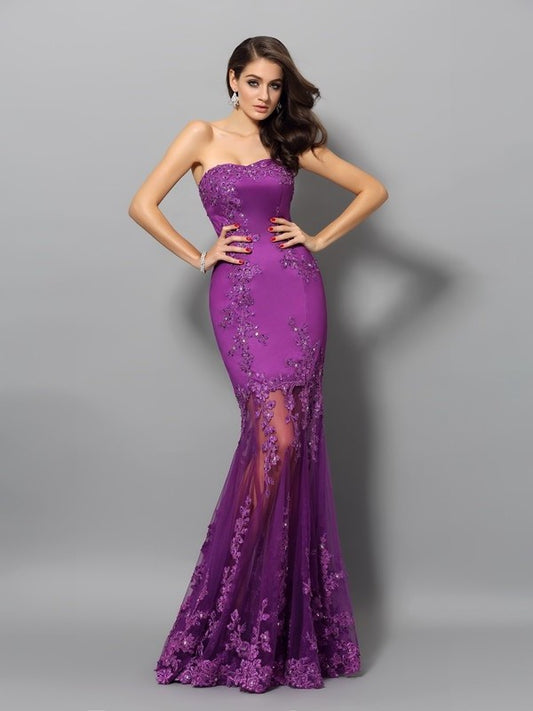 Sweetheart Beading Sleeveless Trumpet/Mermaid Long Chiffon Dresses