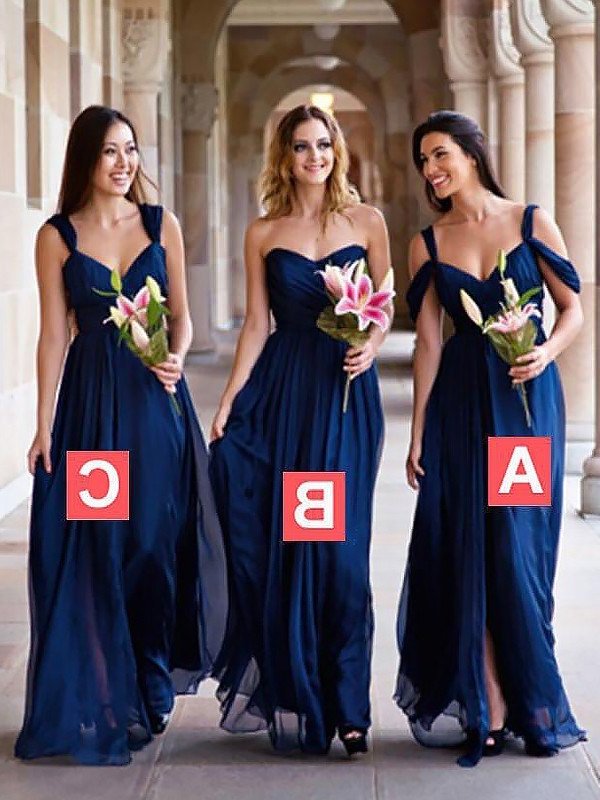 A-Line/Princess Floor-Length Chiffon Sleeveless Bridesmaid Dresses