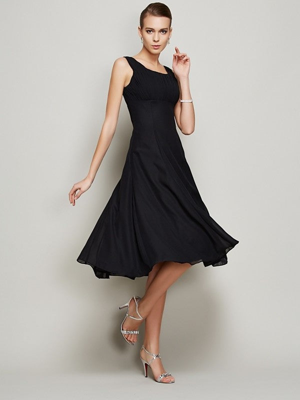 A-Line/Princess Straps Sleeveless Short Pleats Chiffon Bridesmaid Dresses