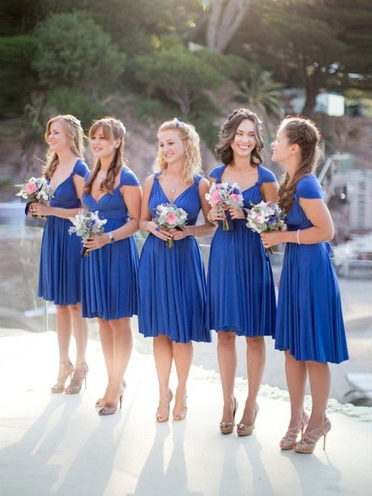 Short/Mini V-neck Sleeveless A-Line/Princess Chiffon Bridesmaid Dresses