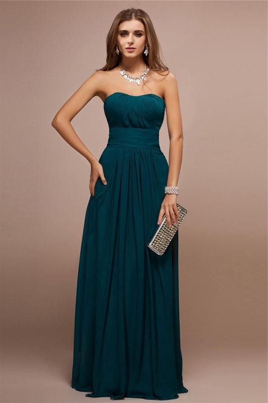 Ruffles Sleeveless Sweetheart Sheath/Column Long Bridesmaid Dresses