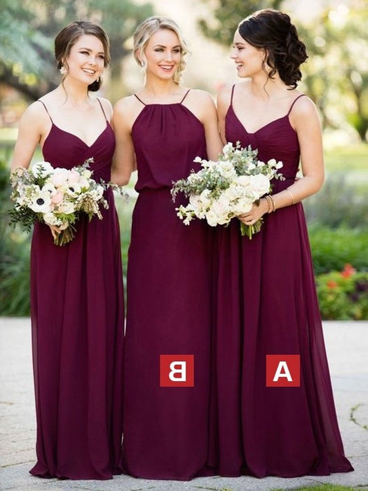 Floor-Length A-Line/Princess Sleeveless Chiffon Bridesmaid Dresses