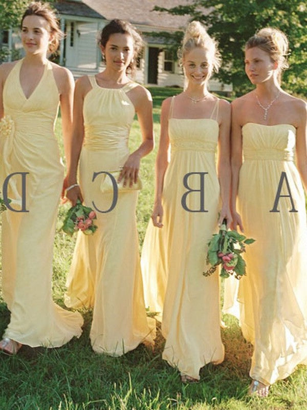 Sleeveless A-Line/Princess Floor-Length Chiffon Bridesmaid Dresses