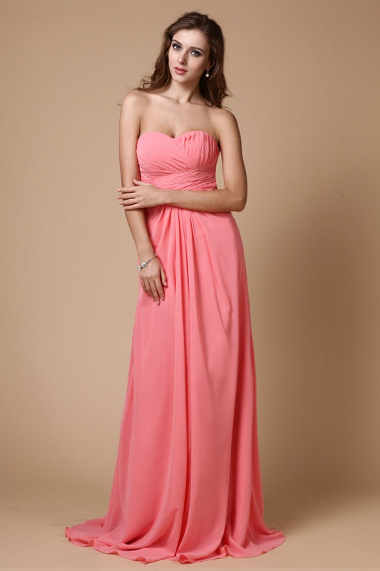 Sleeveless Chiffon Ruffles A-Line/Princess Sweetheart Long Bridesmaid Dresses