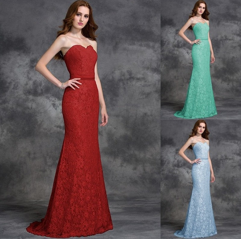 Applique Sweetheart Long Sleeveless Trumpet/Mermaid Satin Bridesmaid Dresses