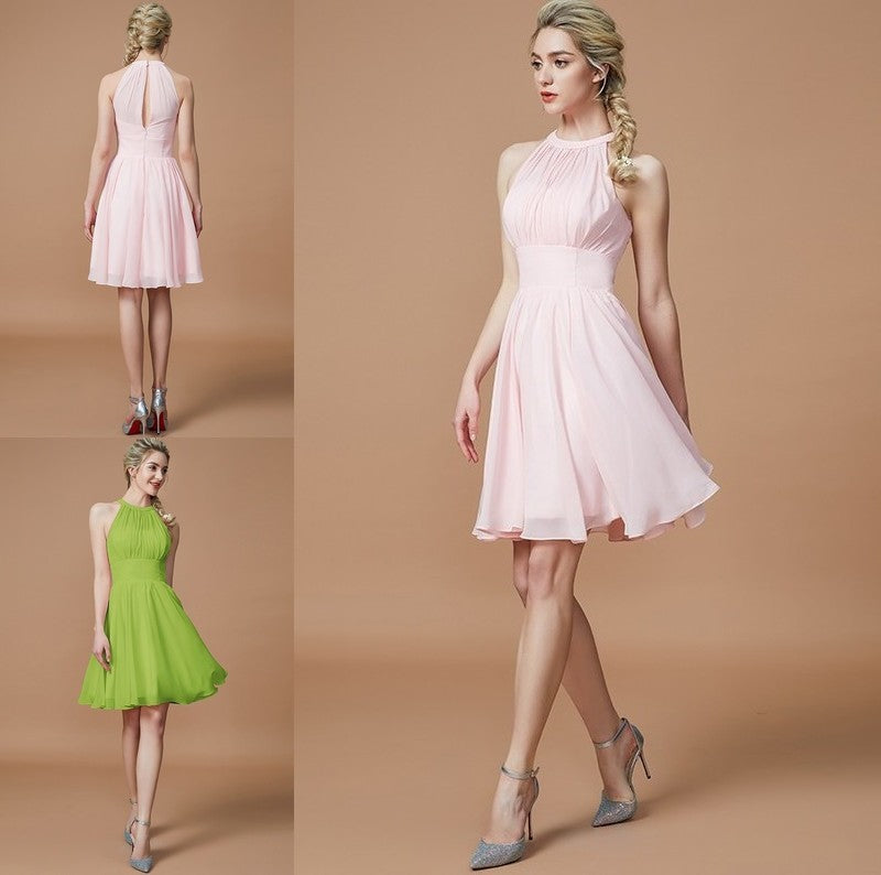 Knee-Length A-Line/Princess Chiffon Sleeveless Scoop Bridesmaid Dresses