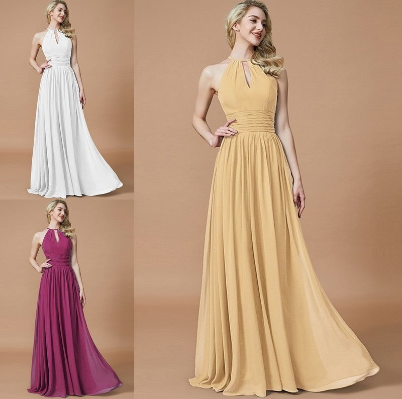 Sleeveless Chiffon Scoop A-Line/Princess Floor-Length Bridesmaid Dresses