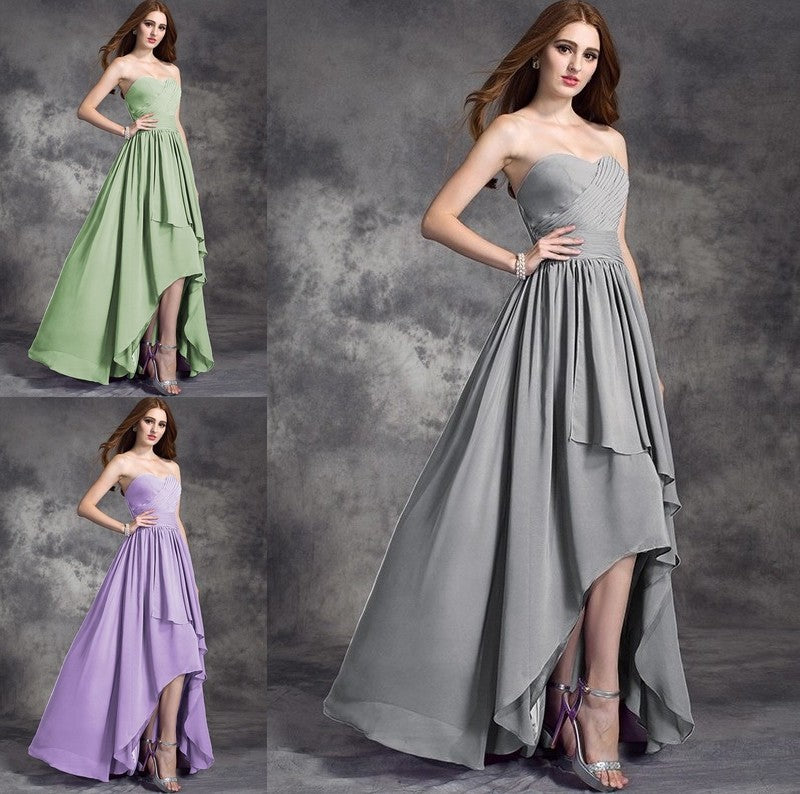 High Ruffles Sweetheart Sleeveless Low A-line/Princess Chiffon Bridesmaid Dresses