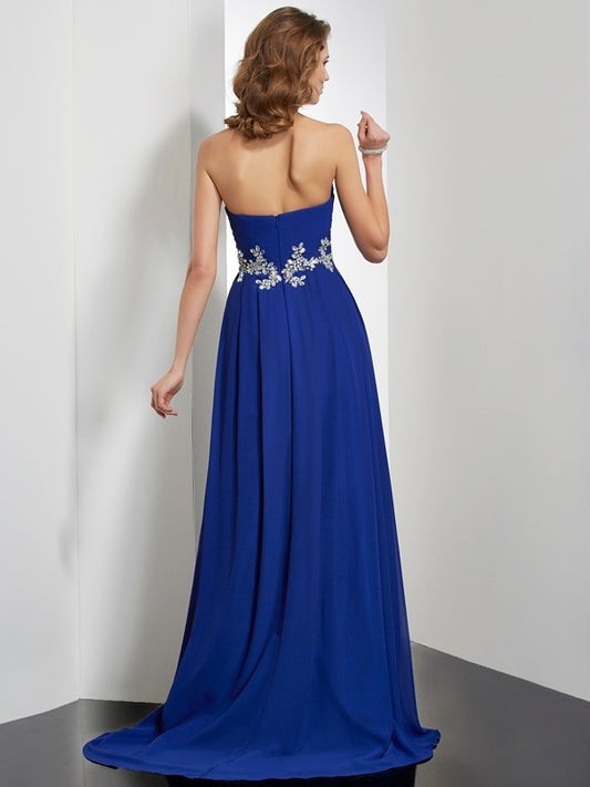 Sleeveless Sweetheart Beading A-Line/Princess Long Chiffon Dresses