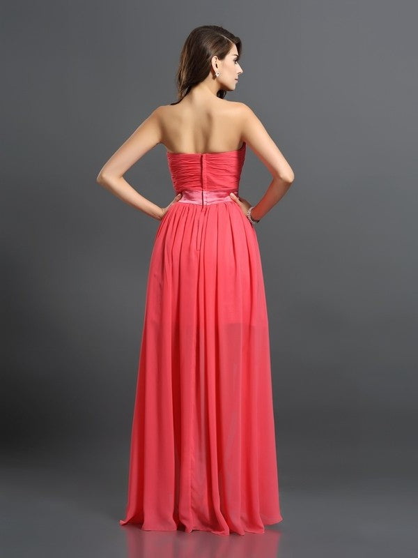 Sleeveless A-Line/Princess High Sweetheart Low Chiffon Bridesmaid Dresses