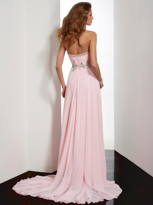 Applique Beading Sleeveless Sweetheart A-Line/Princess Long Chiffon Dresses