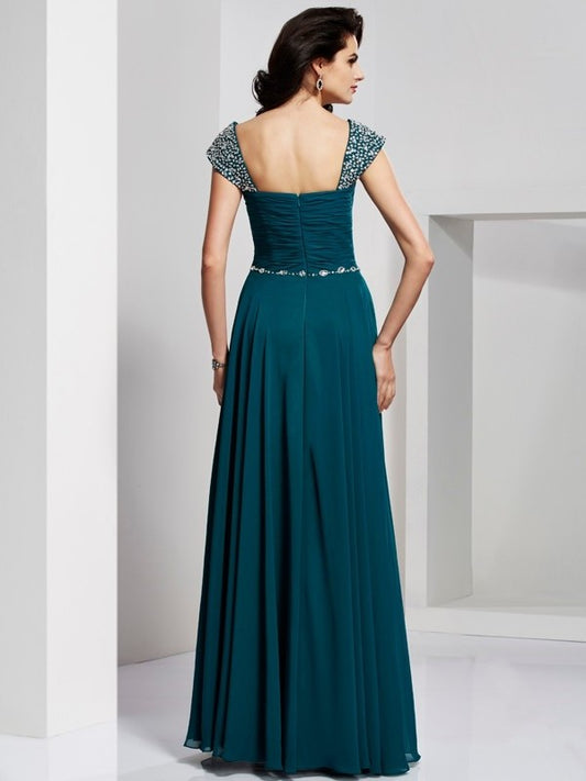 Sleeveless A-Line/Princess Beading Sweetheart Long Chiffon Dresses