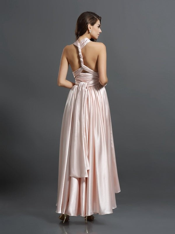 High Sheath/Column Silk Sleeveless like Low Satin Bridesmaid Dresses