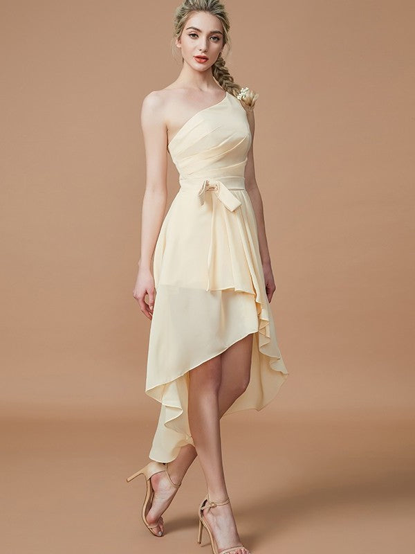 Sleeveless One-Shoulder Asymmetrical A-Line/Princess Layers Chiffon Bridesmaid Dresses