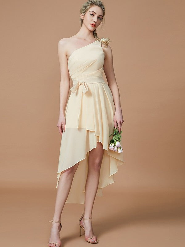 Sleeveless One-Shoulder Asymmetrical A-Line/Princess Layers Chiffon Bridesmaid Dresses