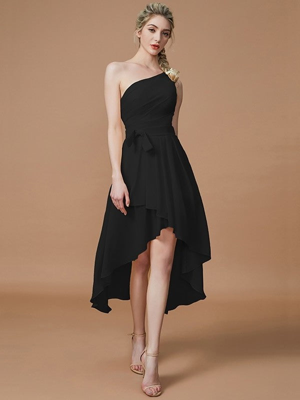 Sleeveless One-Shoulder Asymmetrical A-Line/Princess Layers Chiffon Bridesmaid Dresses