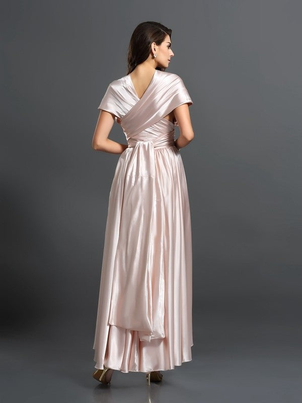 High Sheath/Column Silk Sleeveless like Low Satin Bridesmaid Dresses