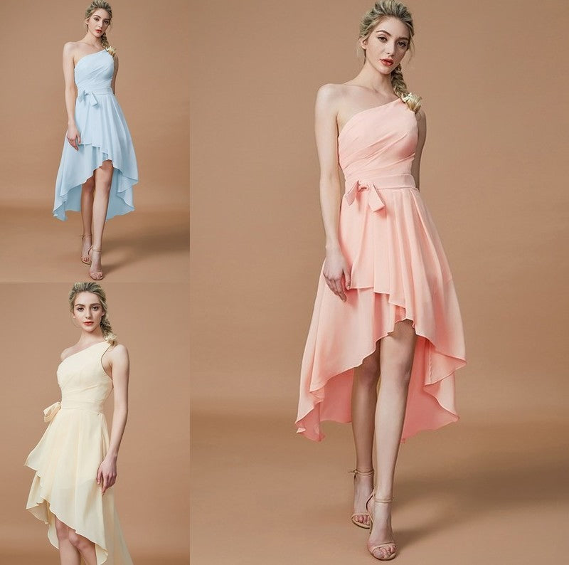 Sleeveless One-Shoulder Asymmetrical A-Line/Princess Layers Chiffon Bridesmaid Dresses