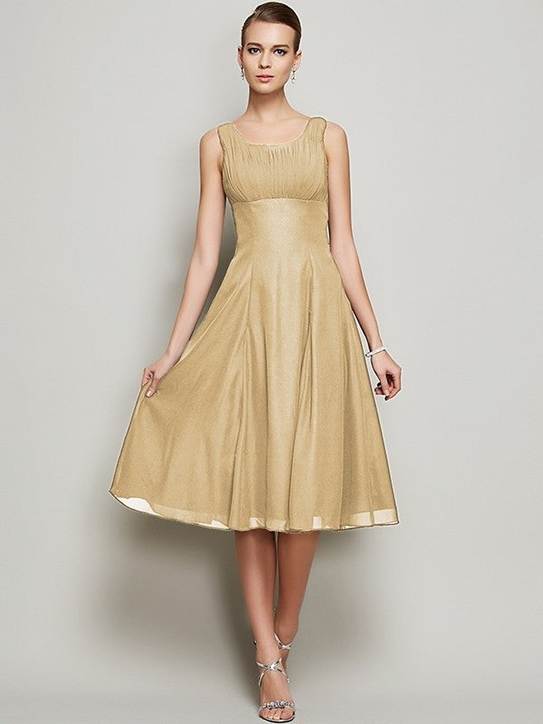 A-Line/Princess Straps Sleeveless Short Pleats Chiffon Bridesmaid Dresses